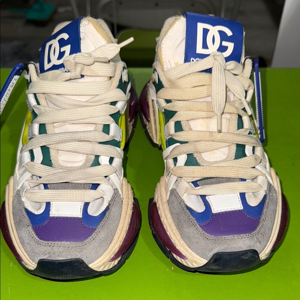 Dolce & Gabbana Cream, Purple, Blue & Neon Yellow Chunky Sneakers